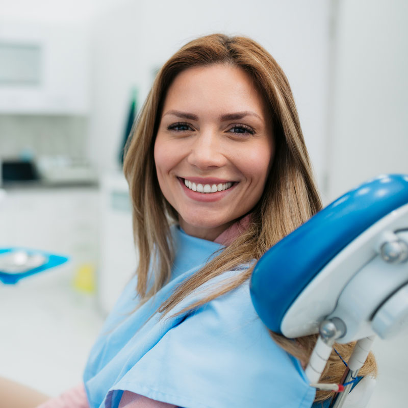 lady smiling in dental chair